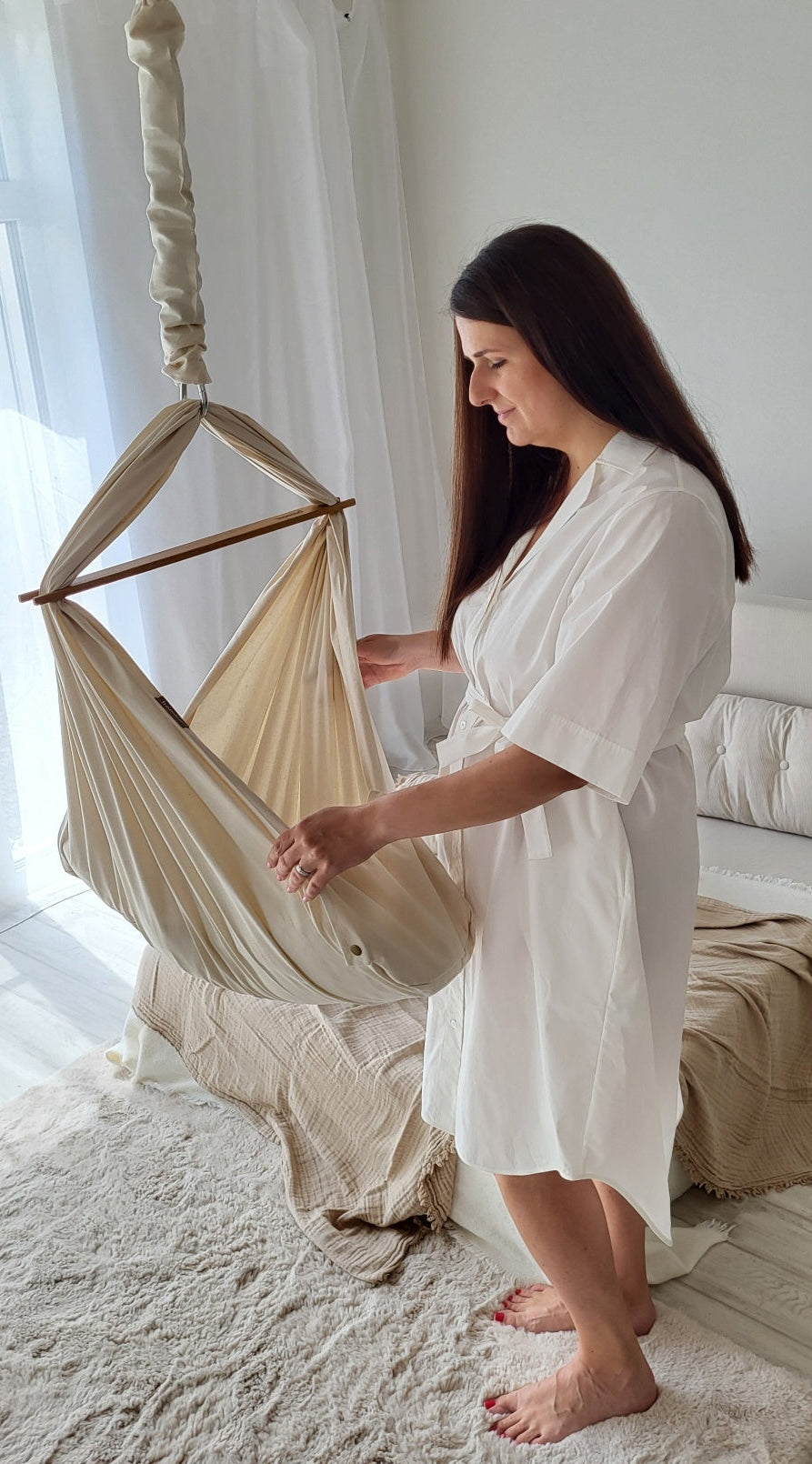 homba® baby hanging cradle cotton cream