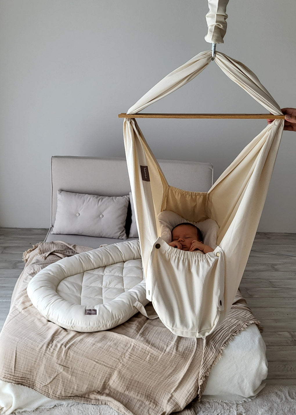 homba® Baby Hängewiege, Baumwolle, Creme