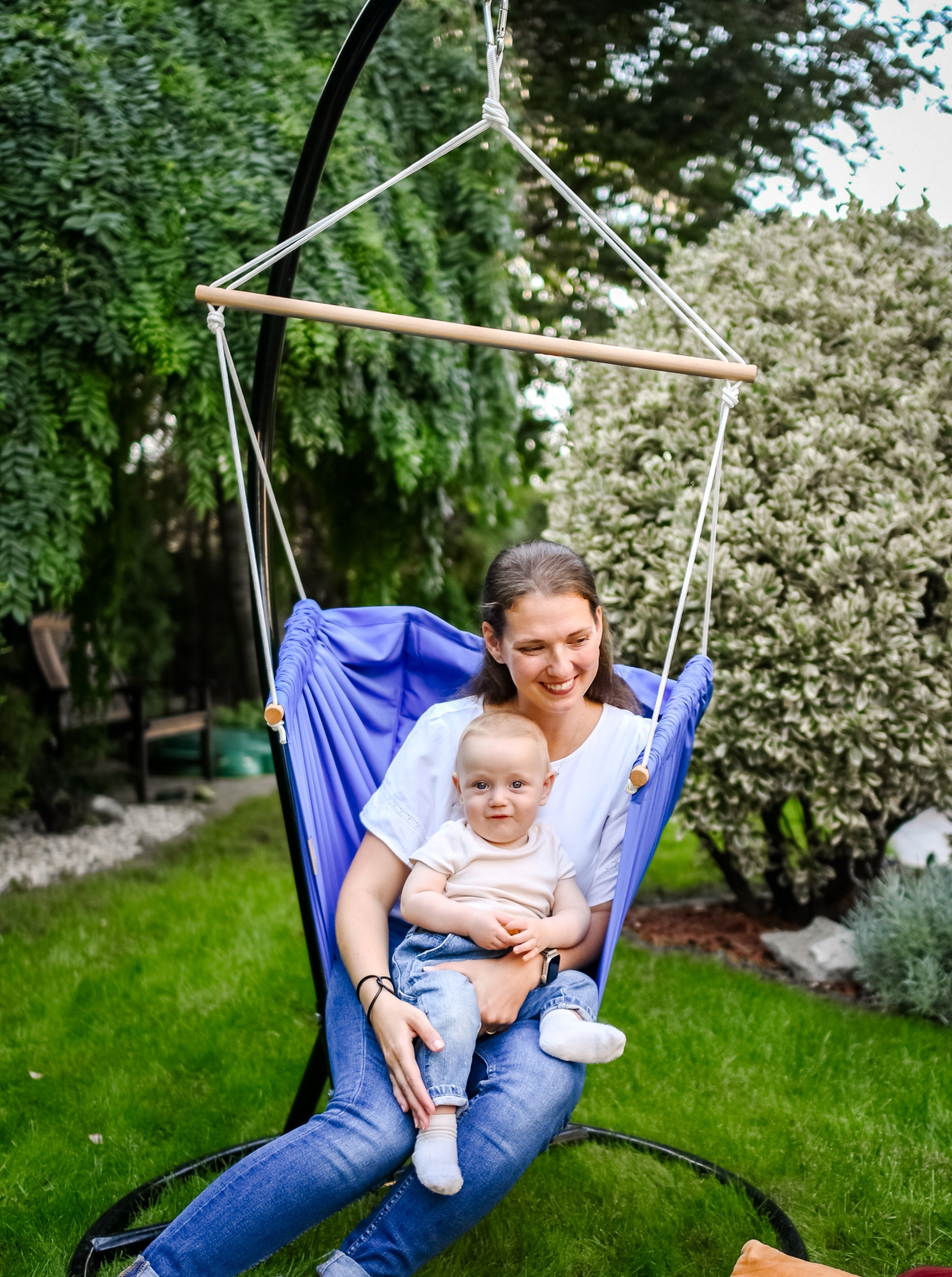 homba® zen hanging chair cotton blue